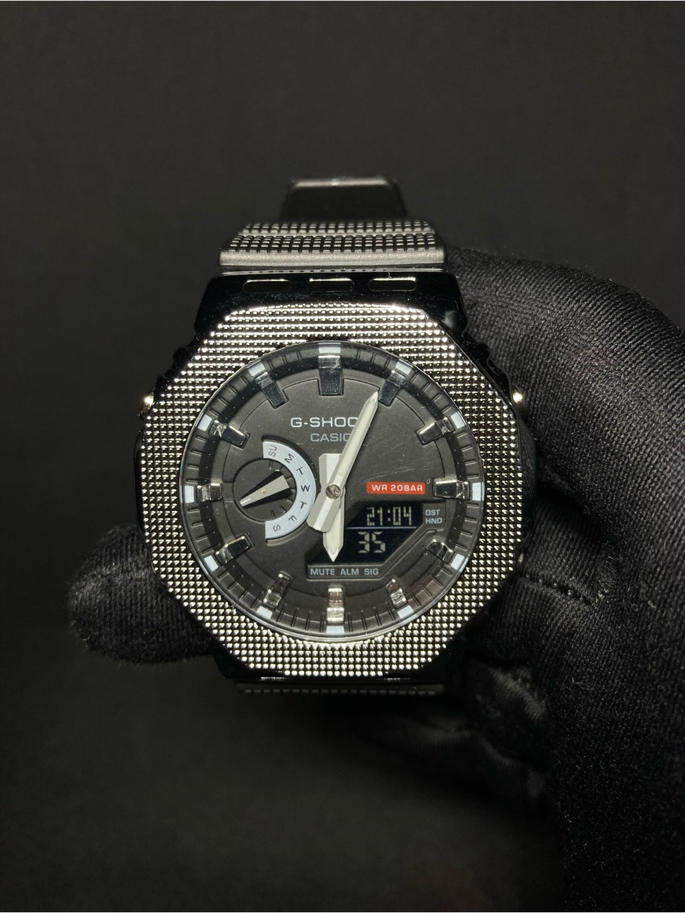 Custom G Shock Silver and Black Gm 2100 Model